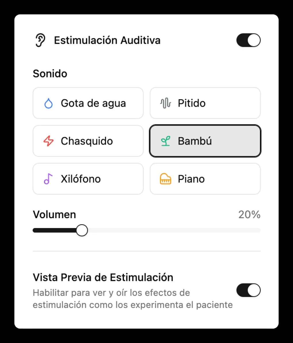 Panel de estimulación auditiva bilateral