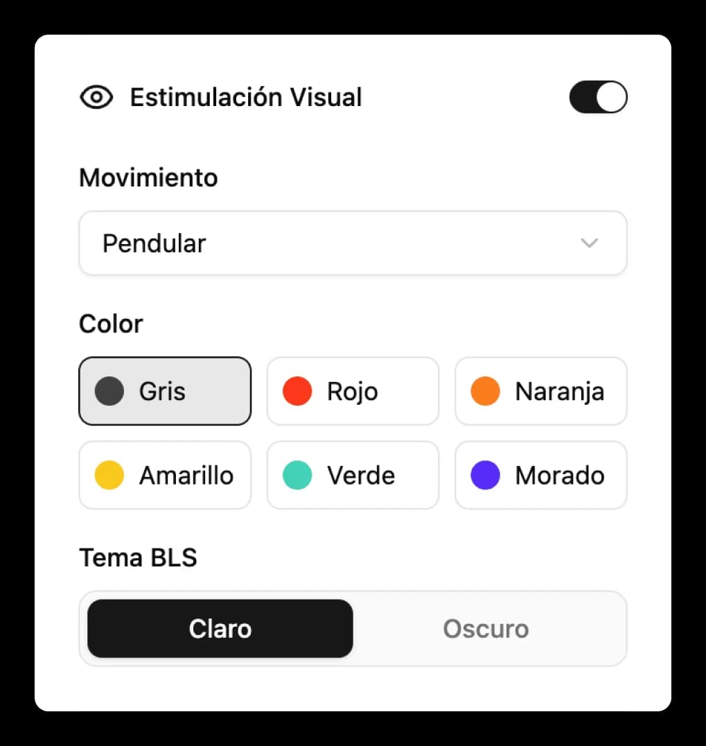 Panel de estimulación visual con selector de color