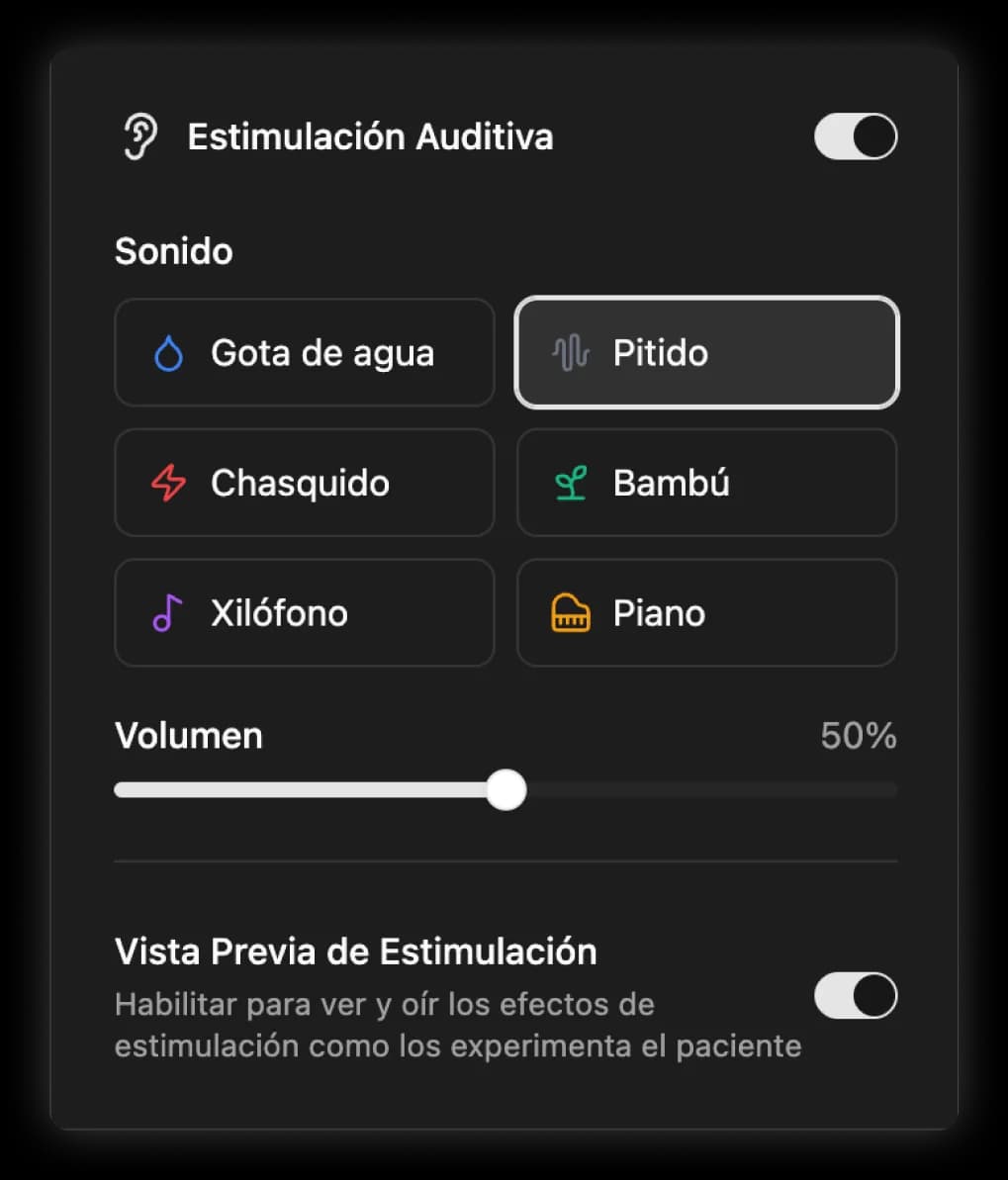 Panel de estimulación auditiva bilateral