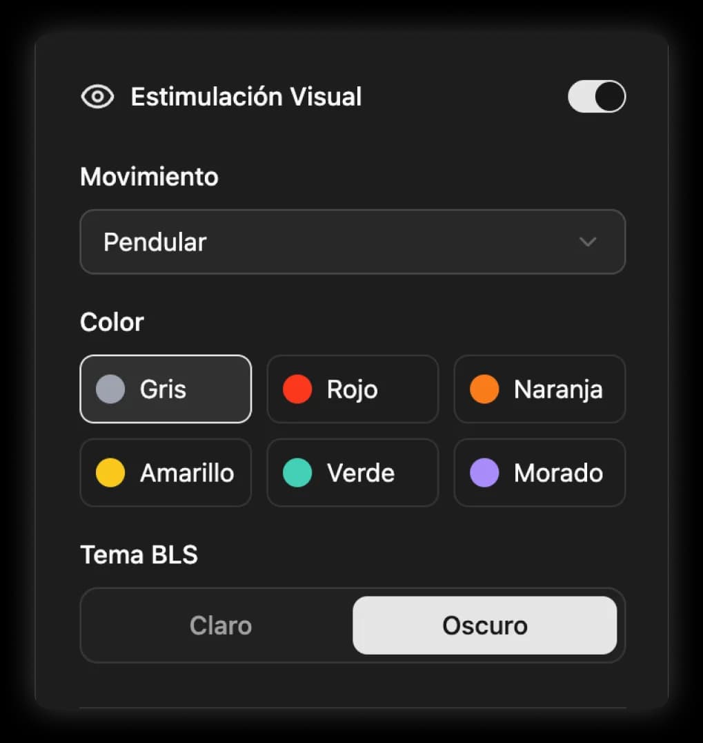 Panel de estimulación visual con selector de color