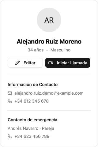 Patient profile sidebar