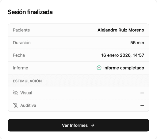 Diálogo de sesión finalizada con resumen de la sesión