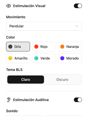 Configuración de estimulación bilateral visual y auditiva