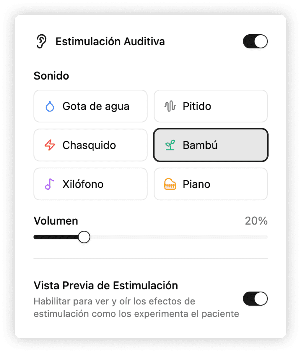 Panel de estimulación auditiva bilateral