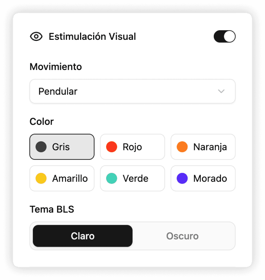Panel de estimulación visual con selector de color