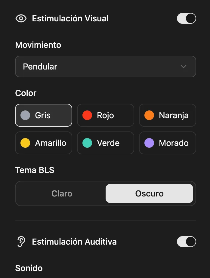 Visual and auditory bilateral stimulation configuration